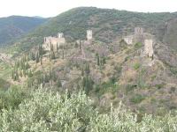 Les forteresses de Lastours depuis le Belvedere de Montfermier de Salsigne